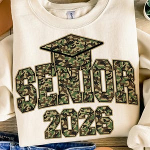 Senior 2026 Camo PNG: Graduation Shirt Graphic (Digital Download