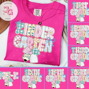 Preppy Floral Back To School Bundle PNG, First Day of School Png, Preppy School PNG, first, second, and third grade design, School png