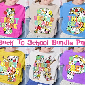 Back To School Bundle Png, Kindergarten, Pre-k 1st/2nd/3rd Grade, First Day Of School, Coquette Pencil, School Bundle Png, Back To School