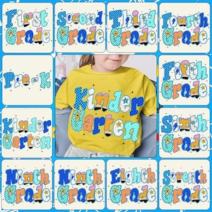 Back to School For Boys PNG Bundle, Kindergarten Kid Design Png, First Day Shirt PNG, Pre-K to Fifth Grade Png, School Boy Sublimation File