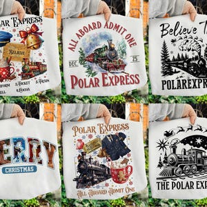 The Polar Express Believe Christmas PNG Set, North Pole Magic Vintage Christmas PNG, Holiday Movie Art, Merry Christmas Digital Download