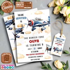 Invitation d'anniversaire de pilote de chasse, modèle modifiable d'invitation d'anniversaire de pilote de chasse, invitation d'anniversaire de pilote de chasse, invitation d'anniversaire