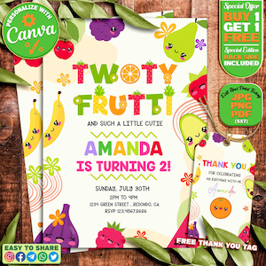 Two-tti Frutti Birthday Invitation: 2nd Birthday Party (Digital Download)