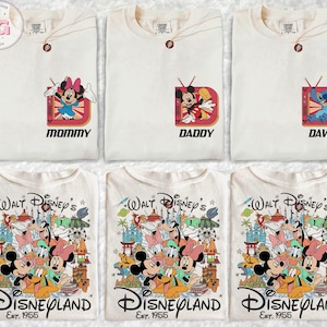 Retro Custom Mickey & Friends 2 Side  Comfort color Shirt, Disney Vacation Shirt, Checkered Magic Kingdom Family Matching Trip Tee