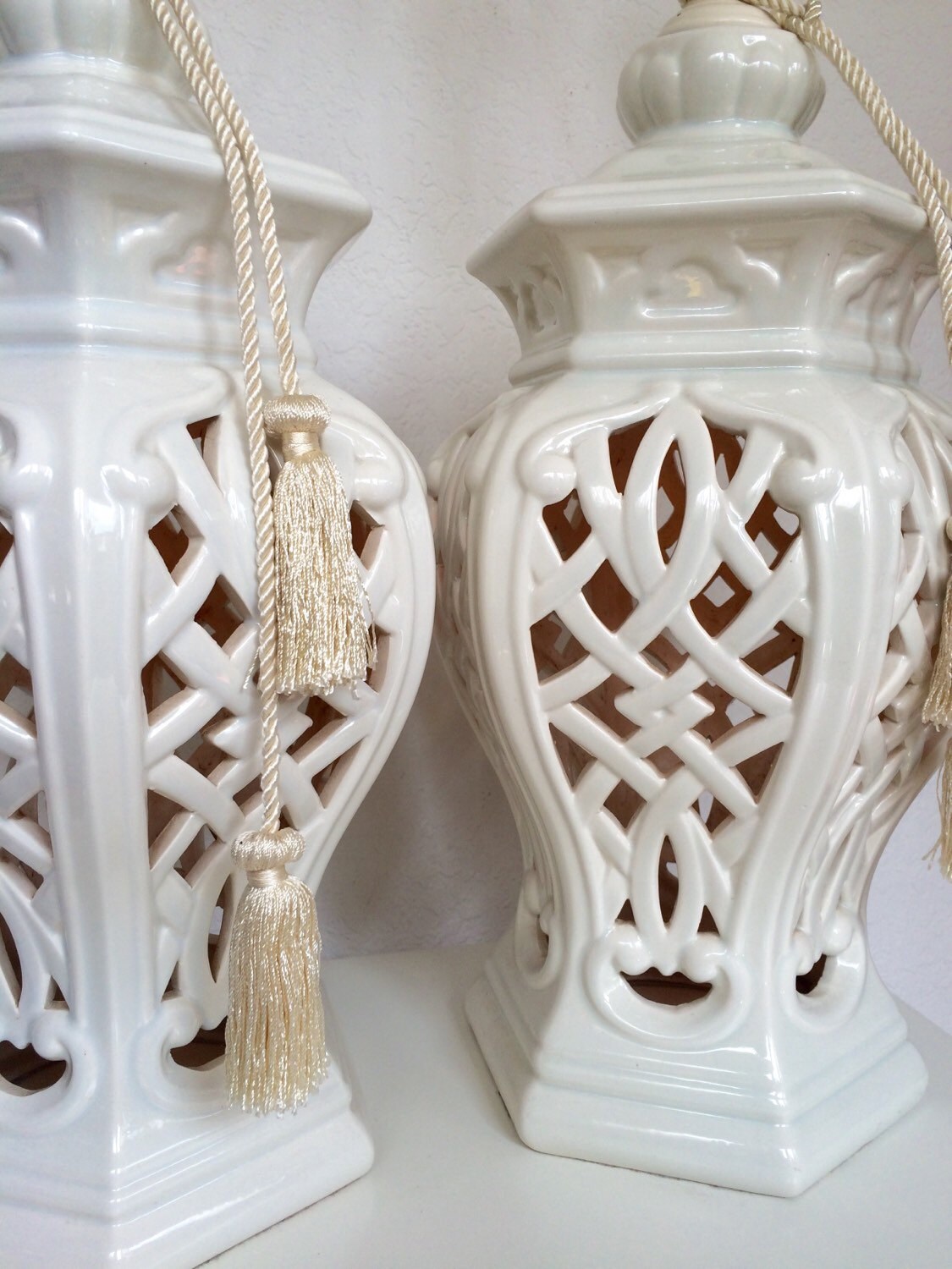 Pair of Lattice Ginger Jar Lamps Etsy