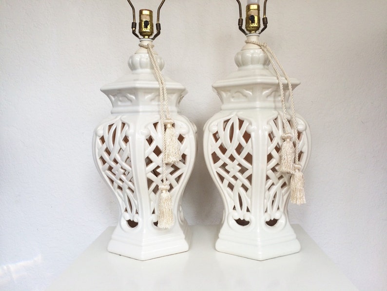 Pair of Lattice Ginger Jar Lamps Etsy