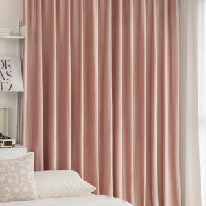 Pair of Blush Pink Velvet Curtains - Elegant Room Darkening Custom Drapes for Living Dining Room | Luxury Lined Panels