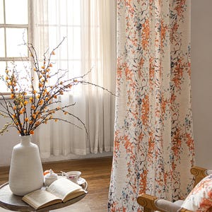 Pair of Custom Romantic Floral Curtain Panels - Botanical Bloom Drapes for Bedroom & Living Room, Flower Pattern Window Curtains Drapes