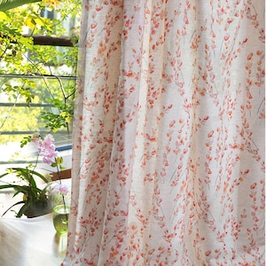 Pair of Custom Botanical Blooms Curtains for Bedroom & Living Room, Floral Pattern Drapes