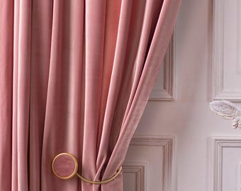 Par de cortinas de terciopelo: rosa palo, rosa empolvado - Cortinas a medida