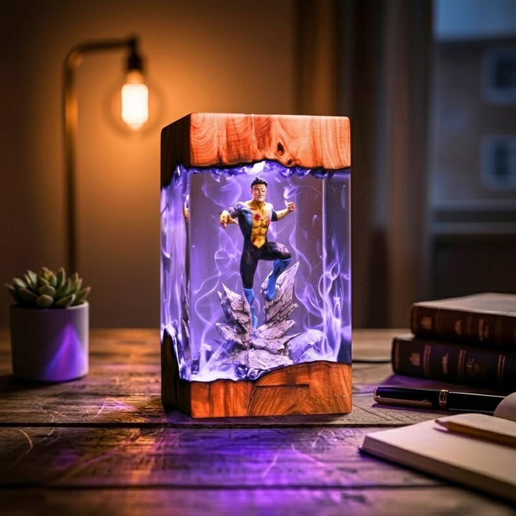 Invincible Lamp Invincible VS Resin Lamp, Mark Grayson Omni Man LED Light, Unique ...