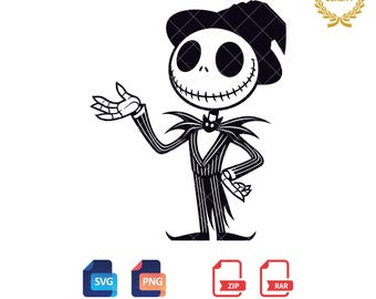 Jack Skellington SVG PNG: Halloween Clipart, Jack and Sally (Digital Download)