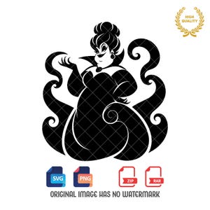 Ursula Svg Png, Little Mermaid Svg, Ursula Silhouette, Maleficent Svg, Svg and Png files, Digital Download