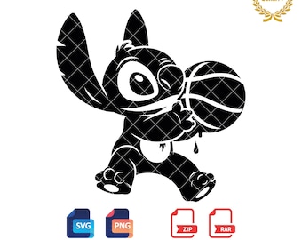 Stitch Basketball SVG: Silhouette Clipart (Digital Download)