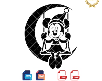 Christmas Minnie Mouse SVG PNG: Silhouette Clipart (Digital Download)