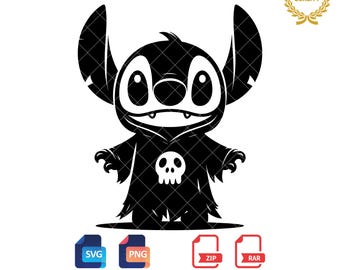 Halloween Stitch SVG: Spooky Skull Silhouette Clipart (Digital Download)