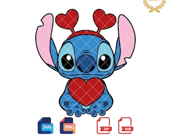 Stitch in Love SVG: Valentine's Day Clipart (Digital Download)