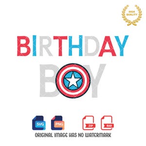 Superhero Birthday Boy SVG PNG: Shield (Digital Download)