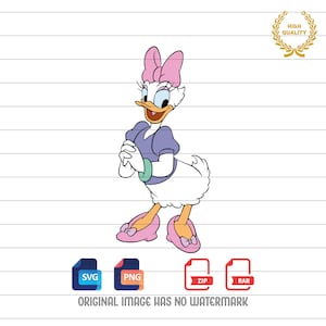 Daisy Duck SVG, Daisy Duck Clipart, Süße Enten-Svg, SVG- und Png-Dateien, digitaler Download