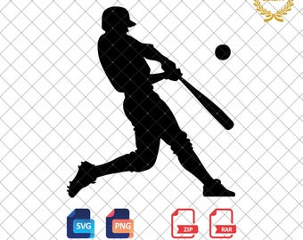 Baseball Player Silhouette: SVG, PNG Files (Digital Download)