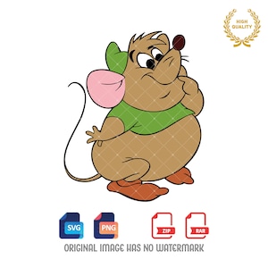 Cinderella Gus Mouse Clipart: SVG & PNG Files (Digital Download)