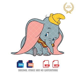 Dumbo Svg Png, Baby Elephant Svg, Dumbo Clipart, Elephant Svg, Cartoon Svg, Svg and Png files, Digital Download