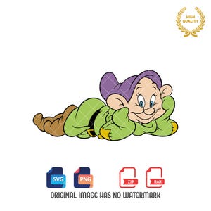 Dopey Svg, Snow White and the Seven Dwarfs Cartoon, Dopey Clipart, Only Dopey Dwarf Svg, Svg and Png files, Digital Download