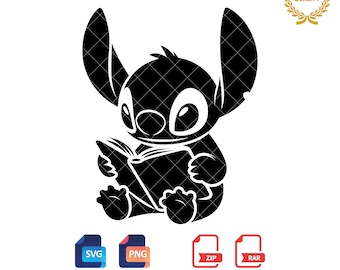 Bookish Stitch Reading Silhouette: SVG, PNG Files (Digital Download)
