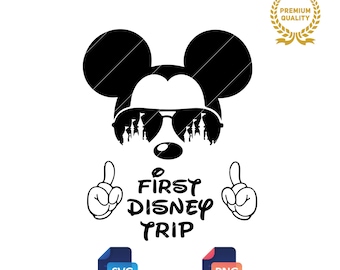 First Disney Trip Mickey Mouse SVG PNG, Vacation Clipart (Digital Download)