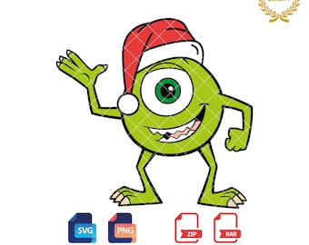 Monsters Inc Christmas Clipart: Mike Wazowski SVG, PNG (Digital Download)
