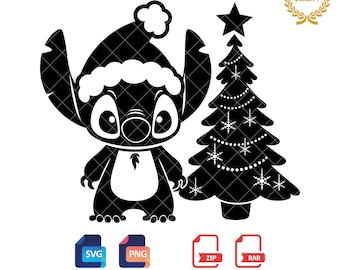 Christmas Stitch SVG & PNG: Holiday Silhouette (Digital Download)
