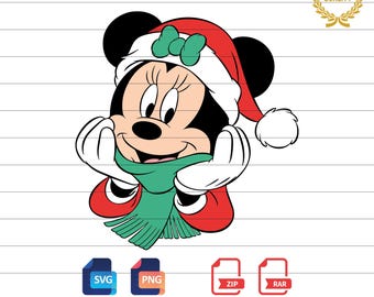 Minnie Mouse Christmas Clipart: SVG, PNG Files (Digital Download)