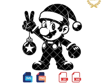 Mario Christmas SVG: Clipart de Natal, Silhueta (Download Digital)