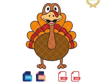 Cute Turkey SVG, Thanksgiving Clipart (Digital Download)