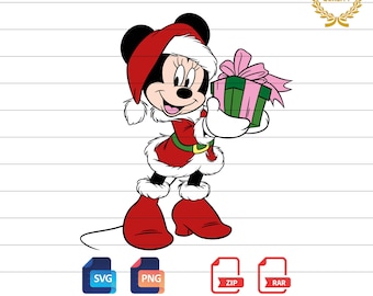 Christmas Minnie Mouse Clipart: Holiday SVG & PNG Files