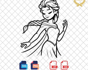 Elsa Frozen Svg: Princess Outline Clipart (SVG & PNG)