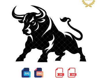 Angry Bull Silhouette: Sanfermines SVG, PNG Files (Digital Download)