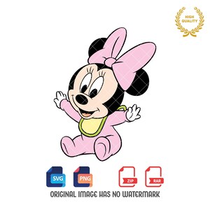 Baby Minnie Mouse Svg Png, Clipart di Minnie Mouse, Baby Minnie Svg, File Svg e Png, Download digitale
