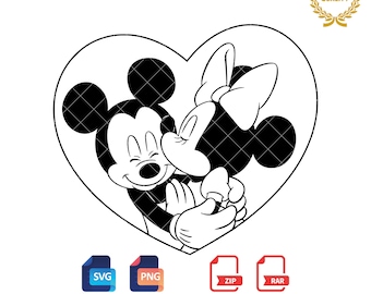 Mickey and Minnie Love SVG PNG: Valentine's Day Clipart (Digital Files)