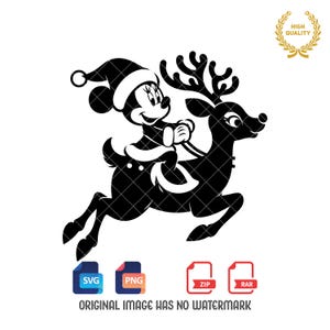 Minnie Mouse Svg, Reindeer Svg, Christmas Svg, Minnie Silhouette, Minnie Mouse Clipart, Merry Christmas, Svg and Png files, Digital Download