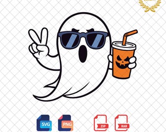 Cute Halloween Ghost SVG, Spooky PNG Files (Digital Download)