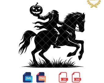 Headless Horseman Silhouette: Halloween SVG, PNG (Digital Download)