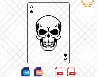 Ace of Spades Skull Tattoo Design: SVG & PNG Files (Digital Download)