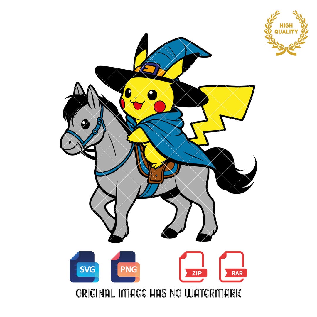 Pikachu Riding a Horse Svg Png, Pokemon Svg, Pikachu Clipart, Cute ...