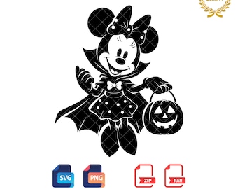 Minnie Mouse Halloween Clipart: SVG, PNG Files (Digital Download)