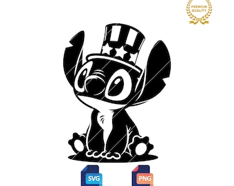 Stitch 4 de julio SVG PNG: Clipart del Día de la Independencia (Descarga digital)