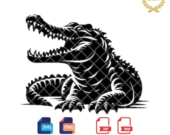 Crocodile Silhouette: Alligator Clipart Svg Png Files (Digital Download)