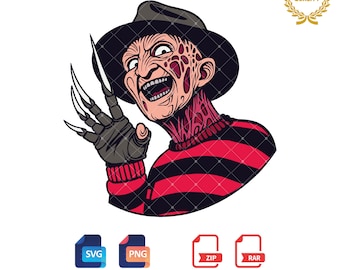 Freddy Krueger Halloween SVG PNG: Arte digital de película de terror (descarga digital)