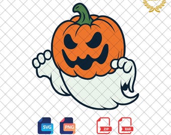 Halloween Pumpkin Ghost SVG: Spooky PNG Files (Digital Download)