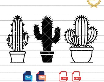 Clipart di silhouette di cactus: file SVG, PNG (download digitale)
